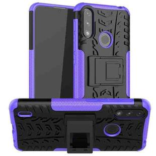 For Motorola Moto E7 Power Tire Texture Shockproof TPU+PC Protective Case with Holder(Purple)