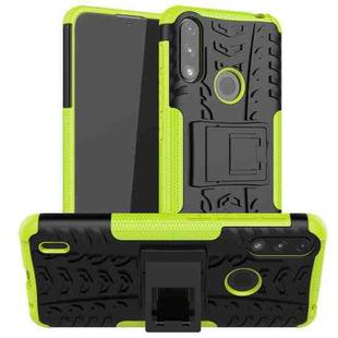 For Motorola Moto E7 Power Tire Texture Shockproof TPU+PC Protective Case with Holder(Green)