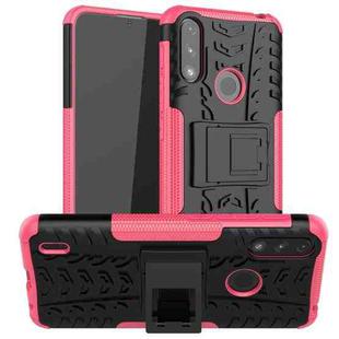 For Motorola Moto E7 Power Tire Texture Shockproof TPU+PC Protective Case with Holder(Pink)