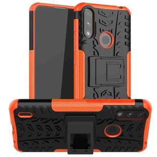 For Motorola Moto E7 Power Tire Texture Shockproof TPU+PC Protective Case with Holder(Orange)