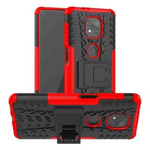 For Motorola Moto G Power (2021) Tire Texture Shockproof TPU+PC Protective Case with Holder(Red)