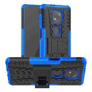 For Motorola Moto G Power (2021) Tire Texture Shockproof TPU+PC Protective Case with Holder(Blue)