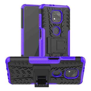 For Motorola Moto G Power (2021) Tire Texture Shockproof TPU+PC Protective Case with Holder(Purple)