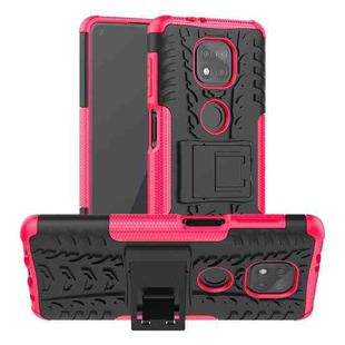 For Motorola Moto G Power (2021) Tire Texture Shockproof TPU+PC Protective Case with Holder(Pink)