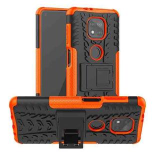 For Motorola Moto G Power (2021) Tire Texture Shockproof TPU+PC Protective Case with Holder(Orange)