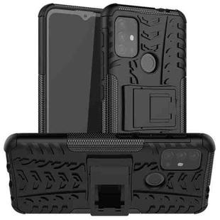 For Motorola Moto G30 Tire Texture Shockproof TPU+PC Protective Case with Holder(Black)