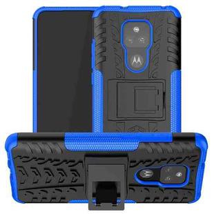 For Motorola Moto G Play (2021) Tire Texture Shockproof TPU+PC Protective Case with Holder(Blue)