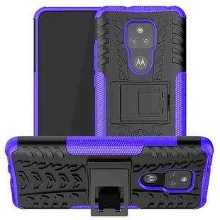 For Motorola Moto G Play (2021) Tire Texture Shockproof TPU+PC Protective Case with Holder(Purple)