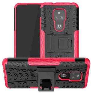 For Motorola Moto G Play (2021) Tire Texture Shockproof TPU+PC Protective Case with Holder(Pink)