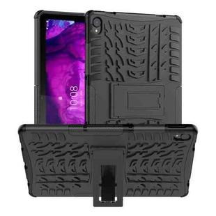 For Lenovo Tab P11 Tire Texture Shockproof TPU+PC Protective Case with Holder(Black)
