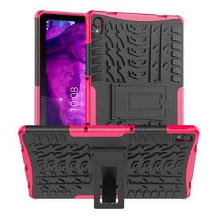 For Lenovo Tab P11 Tire Texture Shockproof TPU+PC Protective Case with Holder(Pink)