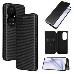 For Huawei P50 Pro Carbon Fiber Texture Horizontal Flip TPU + PC + PU Leather Case with Card Slot(Black)