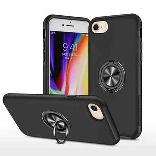 For iPhone SE 2022 / SE 2020 / 8 / 7 Magnetic Ring Kickstand Shockproof Phone Case(Black)