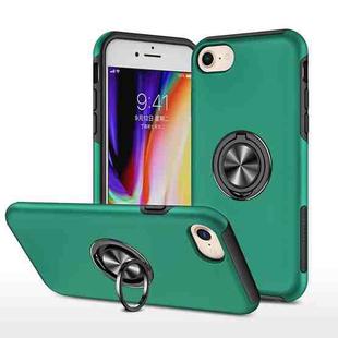 For iPhone SE 2022 / SE 2020 / 8 / 7 Magnetic Ring Kickstand Shockproof Phone Case(Dark Green)