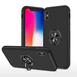 For iPhone X / XS Magnetic Ring Kickstand Shockproof Phone Case(Black)