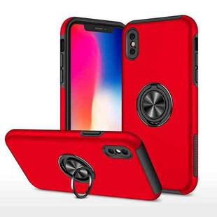 For iPhone X / XS Magnetic Ring Kickstand Shockproof Phone Case(Red)