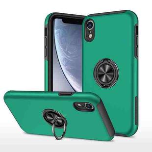 For iPhone XR Magnetic Ring Kickstand Shockproof Phone Case(Dark Green)