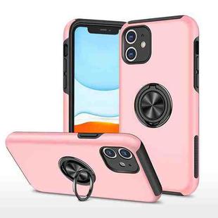 For iPhone 11 Magnetic Ring Kickstand Shockproof Phone Case (Rose Gold)