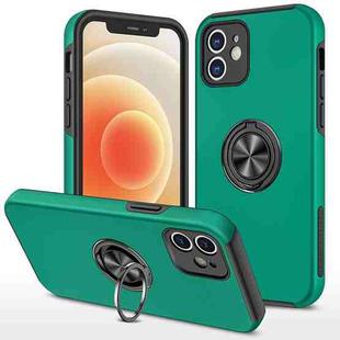 For iPhone 12 mini Magnetic Ring Kickstand Shockproof Phone Case (Dark Green)
