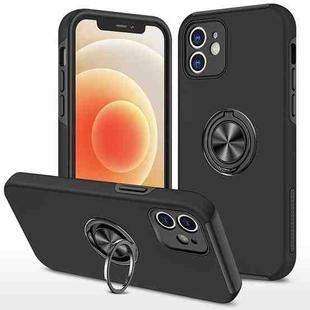 For iPhone 12 Magnetic Ring Kickstand Shockproof Phone Case(Black)