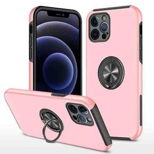 For iPhone 12 Pro Magnetic Ring Kickstand Shockproof Phone Case(Rose Gold)