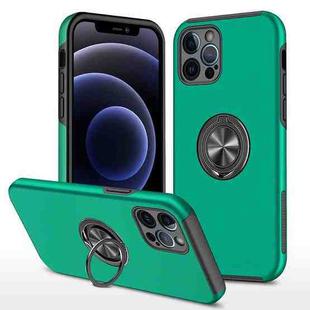 For iPhone 12 Pro Magnetic Ring Kickstand Shockproof Phone Case(Dark Green)