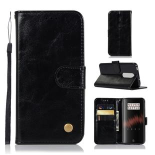 For OnePlus 7 Retro Copper Buckle Crazy Horse Horizontal Flip PU Leather Case with Holder & Card Slots & Wallet & Lanyard(Black)
