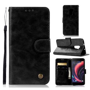 For HTC X10 Retro Copper Buckle Crazy Horse Horizontal Flip PU Leather Case with Holder & Card Slots & Wallet & Lanyard(Black)