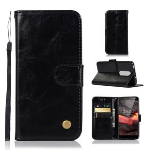For Nokia 5.1 Retro Copper Buckle Crazy Horse Horizontal Flip PU Leather Case with Holder & Card Slots & Wallet & Lanyard(Black)