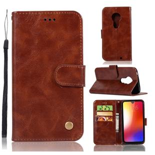 For Motorola Moto G7 Retro Copper Buckle Crazy Horse Horizontal Flip PU Leather Case with Holder & Card Slots & Wallet & Lanyard(Brown)