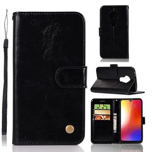 For Motorola Moto G7 Retro Copper Buckle Crazy Horse Horizontal Flip PU Leather Case with Holder & Card Slots & Wallet & Lanyard(Black)