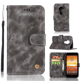 For Motorola Moto E5 Play Go Retro Copper Buckle Crazy Horse Horizontal Flip PU Leather Case with Holder & Card Slots & Wallet & Lanyard(Gray)
