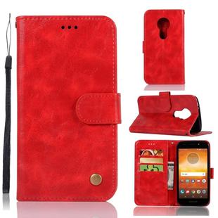 For Motorola Moto E5 Play Go Retro Copper Buckle Crazy Horse Horizontal Flip PU Leather Case with Holder & Card Slots & Wallet & Lanyard(Red)