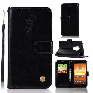 For Motorola Moto E5 Play Go Retro Copper Buckle Crazy Horse Horizontal Flip PU Leather Case with Holder & Card Slots & Wallet & Lanyard(Black)