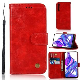 For Huawei Honor 9X / 9X Pro Retro Copper Buckle Crazy Horse Horizontal Flip PU Leather Case with Holder & Card Slots & Wallet & Lanyard(Red)