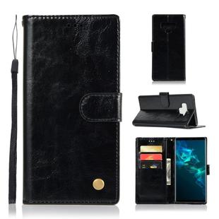 For Galaxy Note 9 Retro Copper Buckle Crazy Horse Horizontal Flip PU Leather Case with Holder & Card Slots & Wallet & Lanyard(Black)
