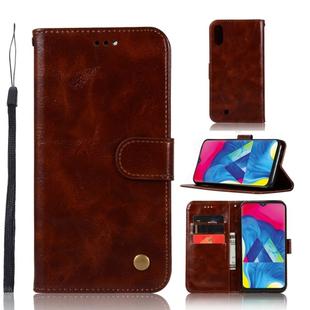 For Galaxy M10 Retro Copper Buckle Crazy Horse Horizontal Flip PU Leather Case with Holder & Card Slots & Wallet & Lanyard(Brown)