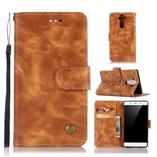For Nokia 8 Sirocco Retro Copper Buckle Crazy Horse Horizontal Flip PU Leather Case with Holder & Card Slots & Wallet & Lanyard(Gold yellow)