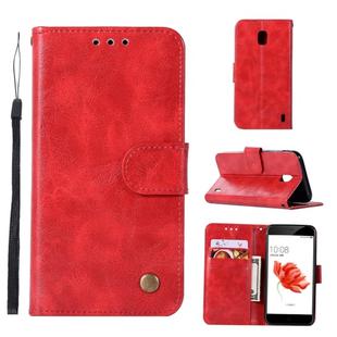 For Nokia 2 Retro Copper Buckle Crazy Horse Horizontal Flip PU Leather Case with Holder & Card Slots & Wallet & Lanyard(Red)