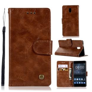 For Nokia 3 Retro Copper Buckle Crazy Horse Horizontal Flip PU Leather Case with Holder & Card Slots & Wallet & Lanyard(Brown)