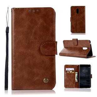 For Nokia 6 Retro Copper Buckle Crazy Horse Horizontal Flip PU Leather Case with Holder & Card Slots & Wallet & Lanyard(Brown)