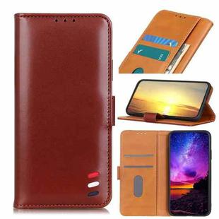For Alcatel 1L (2021) 3-Color Pearl Texture Magnetic Buckle Horizontal Flip PU Leather Case with Card Slots & Wallet & Holder(Brown)