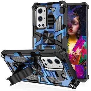 For OnePlus 9 Camouflage Armor Shockproof TPU + PC Magnetic Protective Case with Holder(Dark Blue)