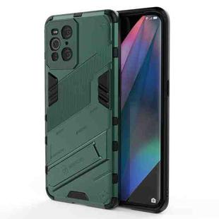 For OPPO Find X3 Punk Armor 2 in 1 PC + TPU Shockproof Case with Invisible Holder(Green)