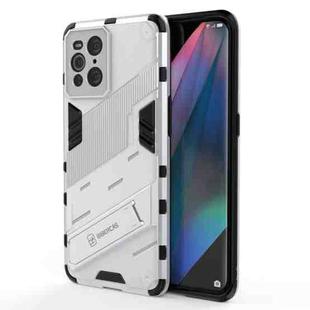 For OPPO Find X3 Punk Armor 2 in 1 PC + TPU Shockproof Case with Invisible Holder(White)
