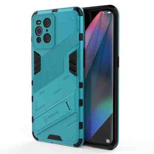 For OPPO Find X3 Punk Armor 2 in 1 PC + TPU Shockproof Case with Invisible Holder(Blue)