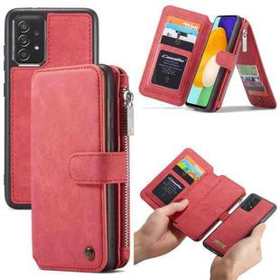 For Samsung Galaxy A72 4G / 5G CaseMe Crazy Horse Texture Detachable Multifunctional Horizontal Flip Leather Case, with Card Slot & Holder & Zipper Wallet & Photo Frame(Red)