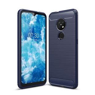 For Nokia 7.2 & 6.2 Brushed Texture Carbon Fiber TPU Protective Case(Navy Blue)