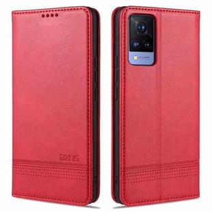 For vivo S9 AZNS Magnetic Calf Texture Horizontal Flip Leather Case with Card Slots & Holder & Wallet(Red)