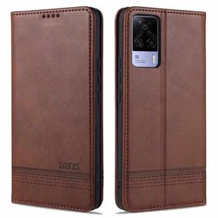 For vivo S9e AZNS Magnetic Calf Texture Horizontal Flip Leather Case with Card Slots & Holder & Wallet(Dark Brown)